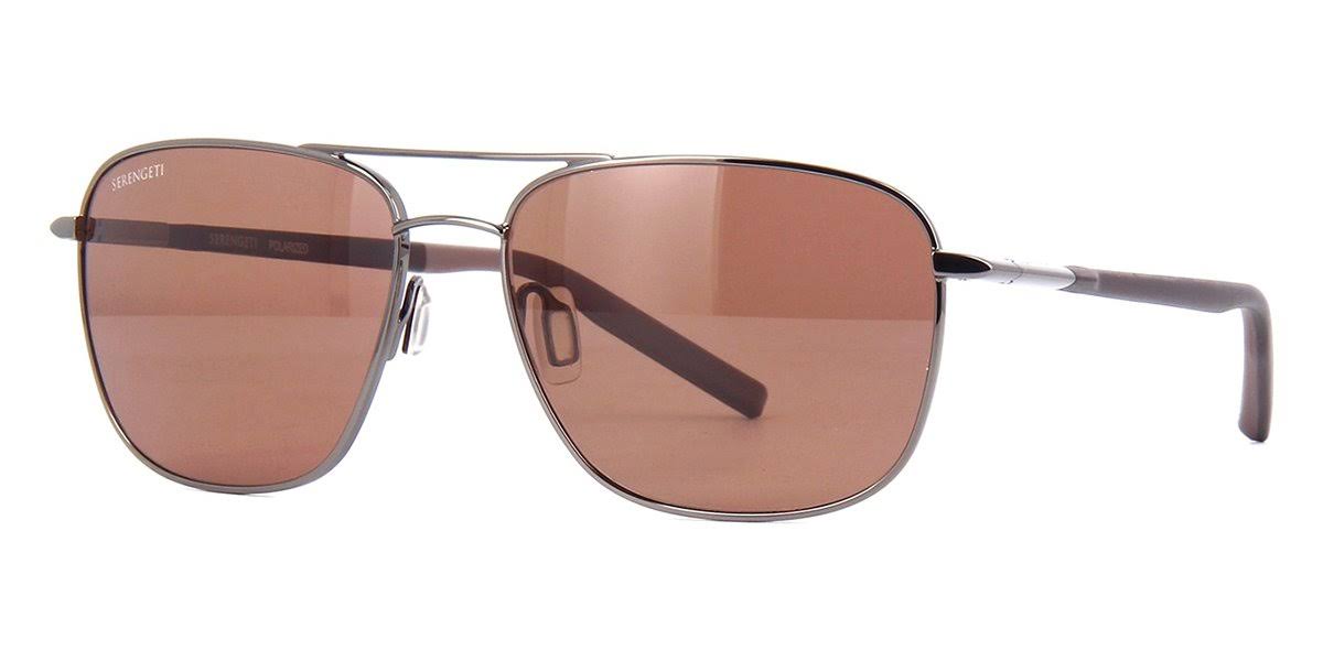 Serengeti Spello Sunglasses (Shiny Gunmetal/Dark Brown/ Chocolate Brown Polarized Drivers)