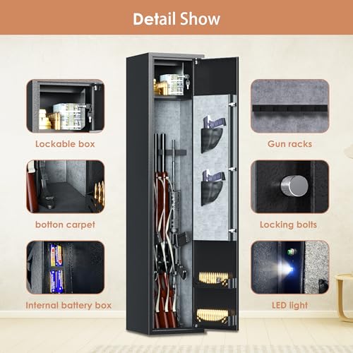 1-3 Gun Safe,Rifle Safe,Gun Safe for Shotguns,Large Gun Safe for Home Rifle and Pistols,Long Gun Cabinets with Digital Keypad/Removable Shelf for Rifles Shotgun-10" x10" x 54"