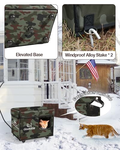 Indestructible Heated Cat House for Outdoor Cats in Winter, Extremely Waterproof & Weatherproof, Insulated Outside Feral Cat House Shelter for Stray Barn Cat