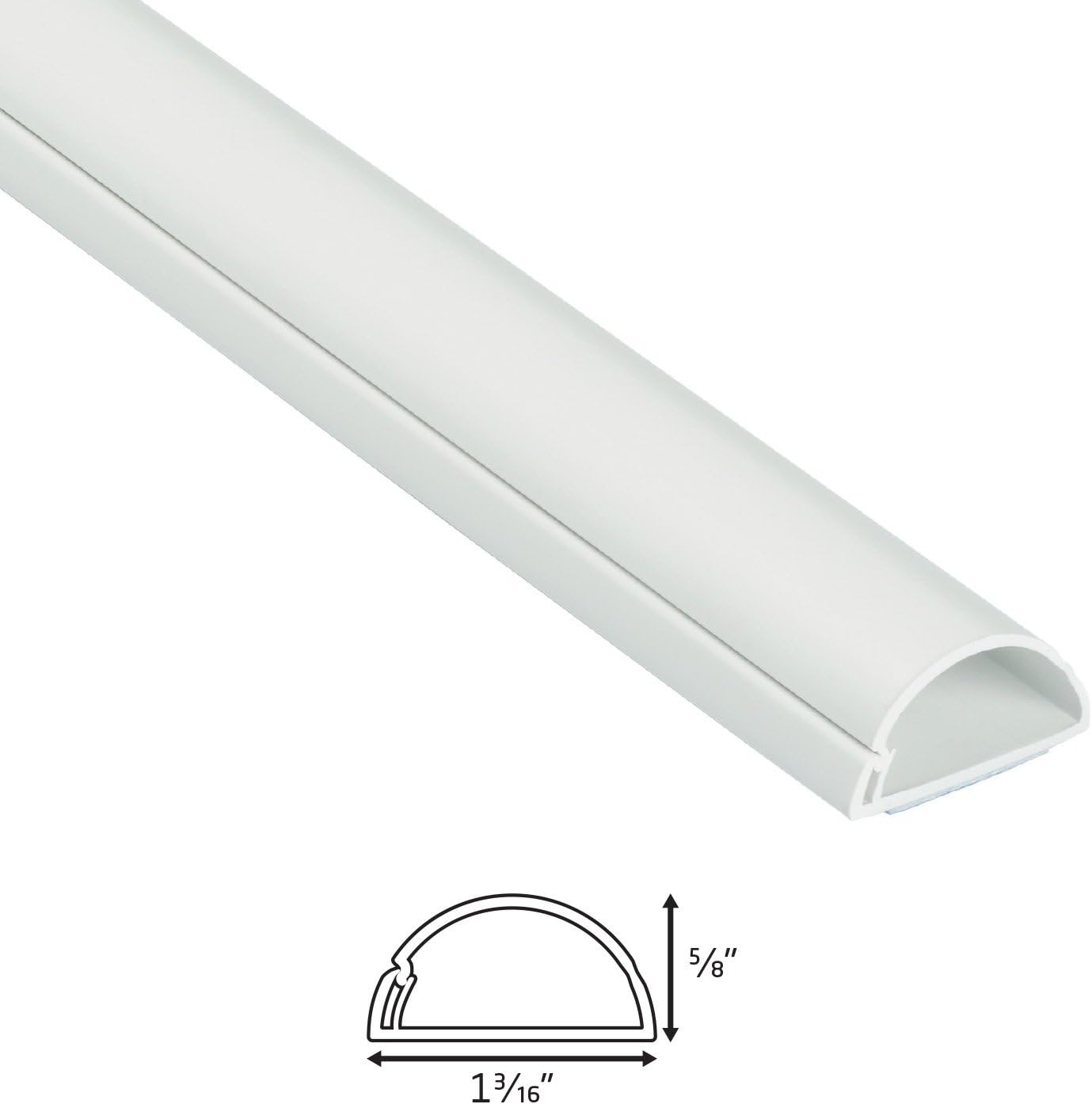 D-Line White Cable Raceway On-Wall Cord Cover, 39 Inch Medium Paintable Channel to Hide and Conceal Cords, Cables, or Wires - Cable Management 0.75 (W) x 0.39 (H), Pack of 8