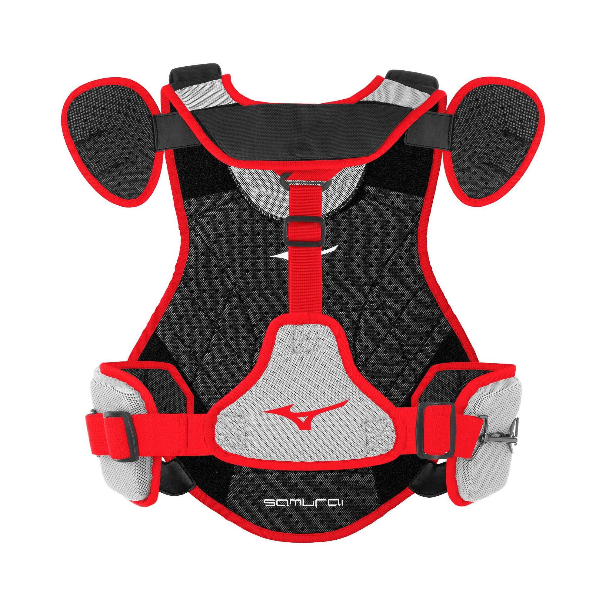 Mizuno Samurai 16 inch Adult Chest Protector - Black/Red