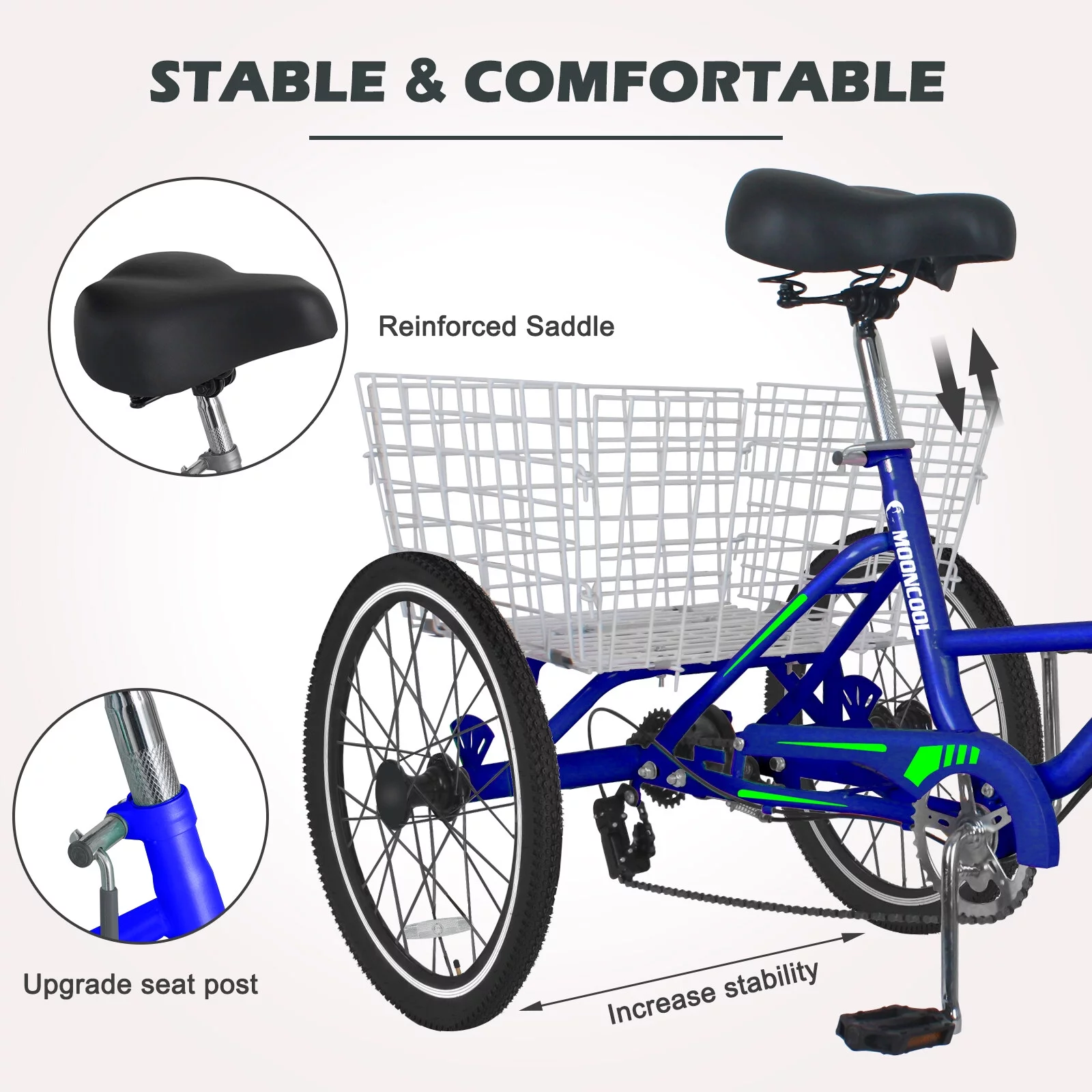 Docred Adult Folding Tricycles, 7 Speed Folding Adult Trikes, 24 inch 3 Wheels Bikes with Low Step-Through, Large Basket, Foldable Tricycle for Adults, Women, Men, Seniors - Curated Treasures Market