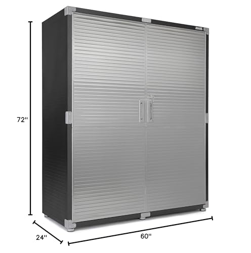 Seville Classics UltraHD Solid Steel Lockable Metal Storage Cabinet Locker Organizer, w/Adjustable Shelves for Garage, Warehouse, Office, Classroom, Granite, 48" W x 24" D x 72" H