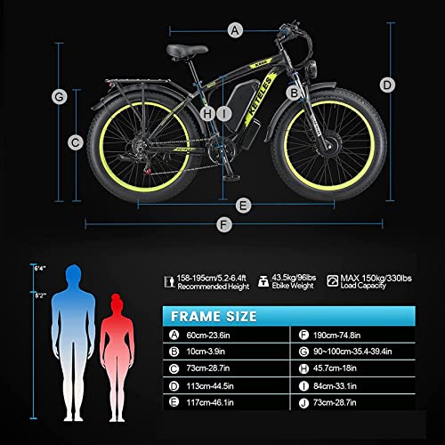 2000W Fashion Electric Bike Dual Motor Ebike Adults 26" Fat Tire Electric Mountain Bike 48V 23AH Removable Battery 35 MPH 21 Speed Hydraulic Disc Brake