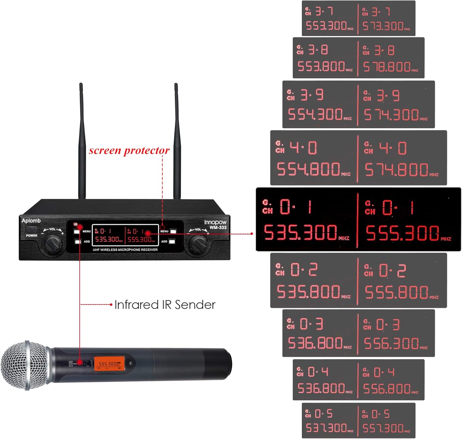 innopow 200-Channel Dual UHF Wireless Microphone System, Metal Cordless Mic Set, Auto Scan, Long Distance 200-240Ft,16 Hours Continuous Use for Family Party, Church, Karaoke Night (2022 New Version)