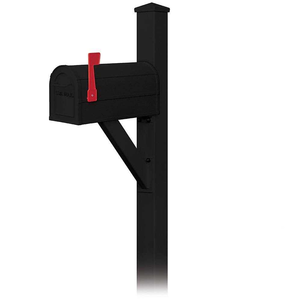 Salsbury Industries 4825BLK Decorative Mailbox Post - Modern - In-Ground Mounted - Black