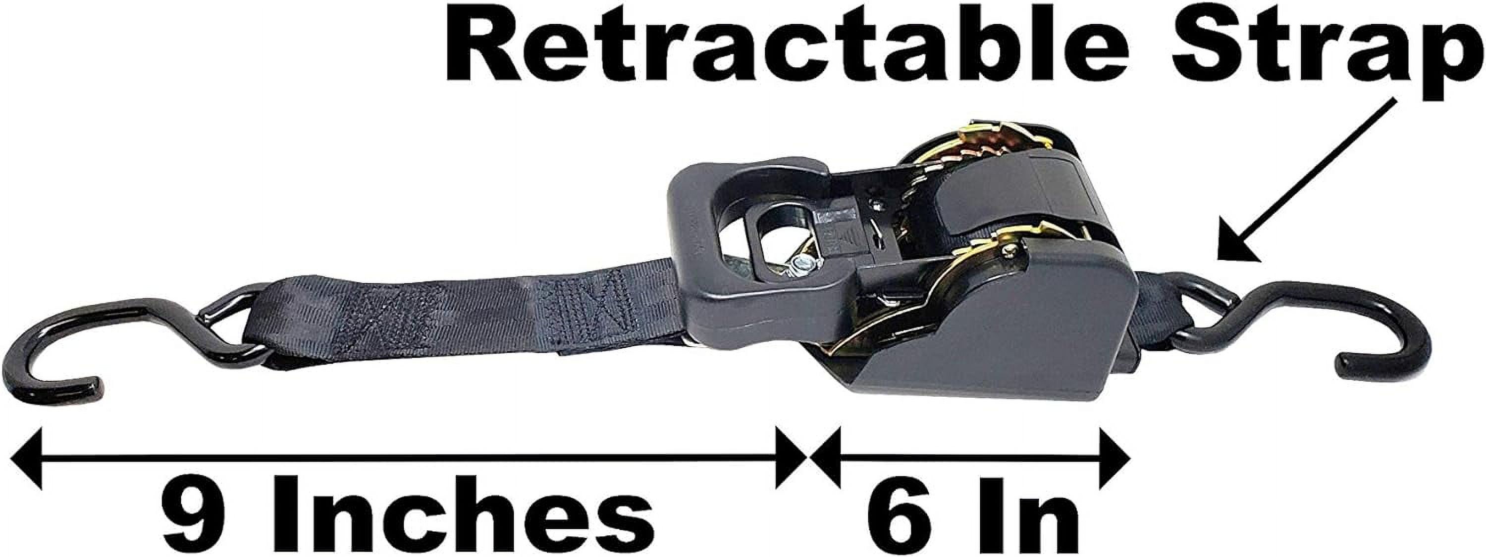 Customtiedowns 2 Inch X 8.75 Foot Retractable Ratchet Strap, Vinyl Coated S Hook On Ends.(Black)