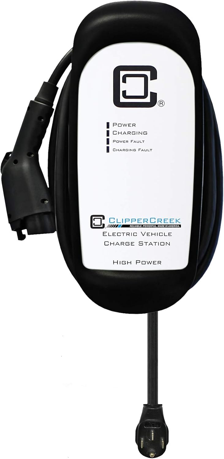 ClipperCreek EV Charging Station, Level 2, HCS-50P, NEMA 14-50, 40A, 25 ft Charging Cable, Safety Certified, Made in America