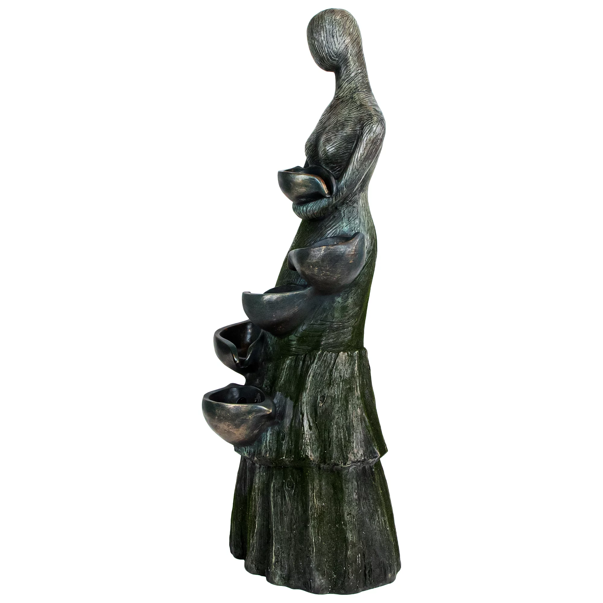 Northlight 39" Lighted Modern Faceless Woman Tiered Outdoor Garden Water Fountain