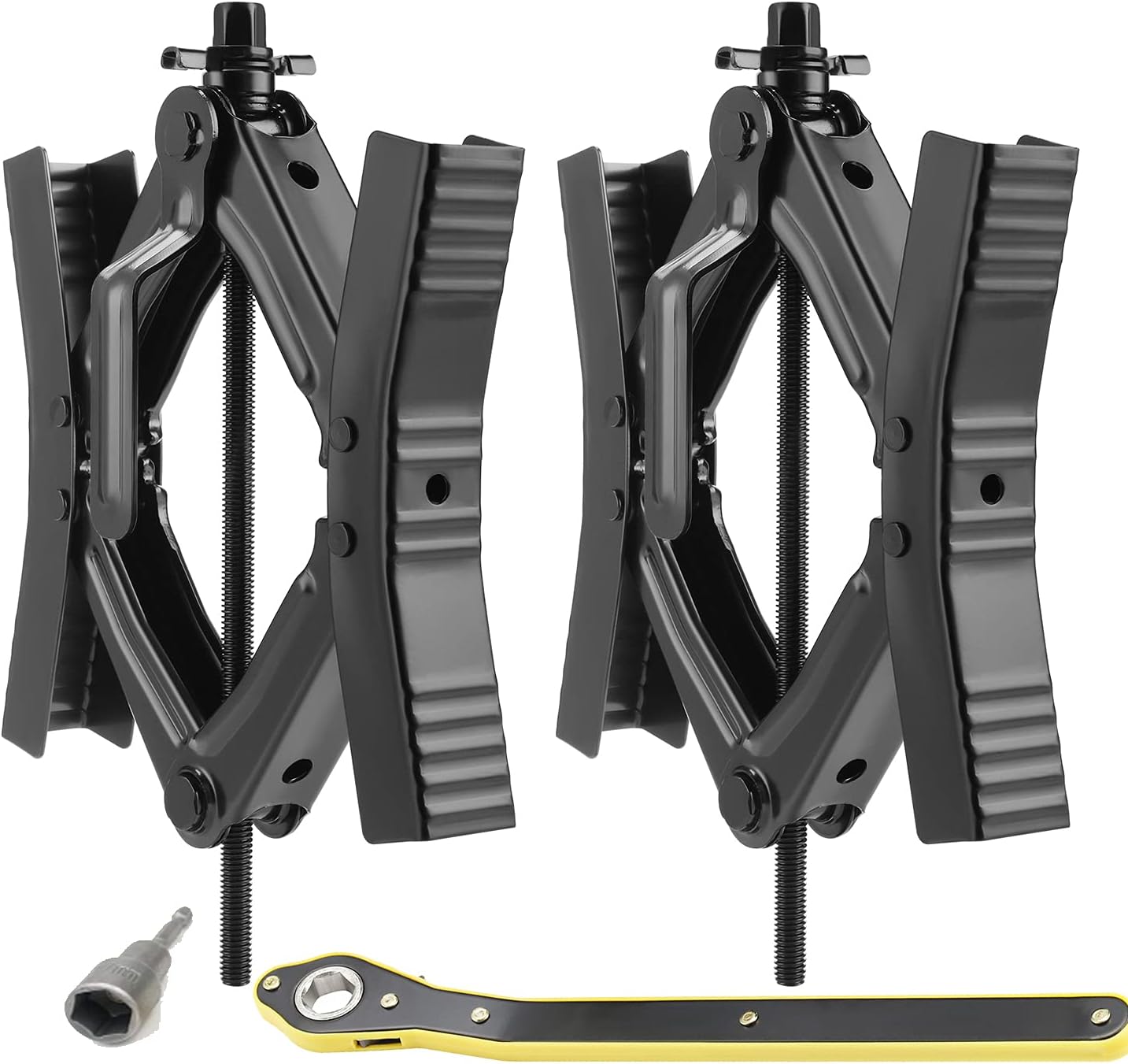 RV Camper wheel tire chock, 2 sets, for RV safety, levering system, Heavy Duty, stabilizer jack with crank handle x chock rv