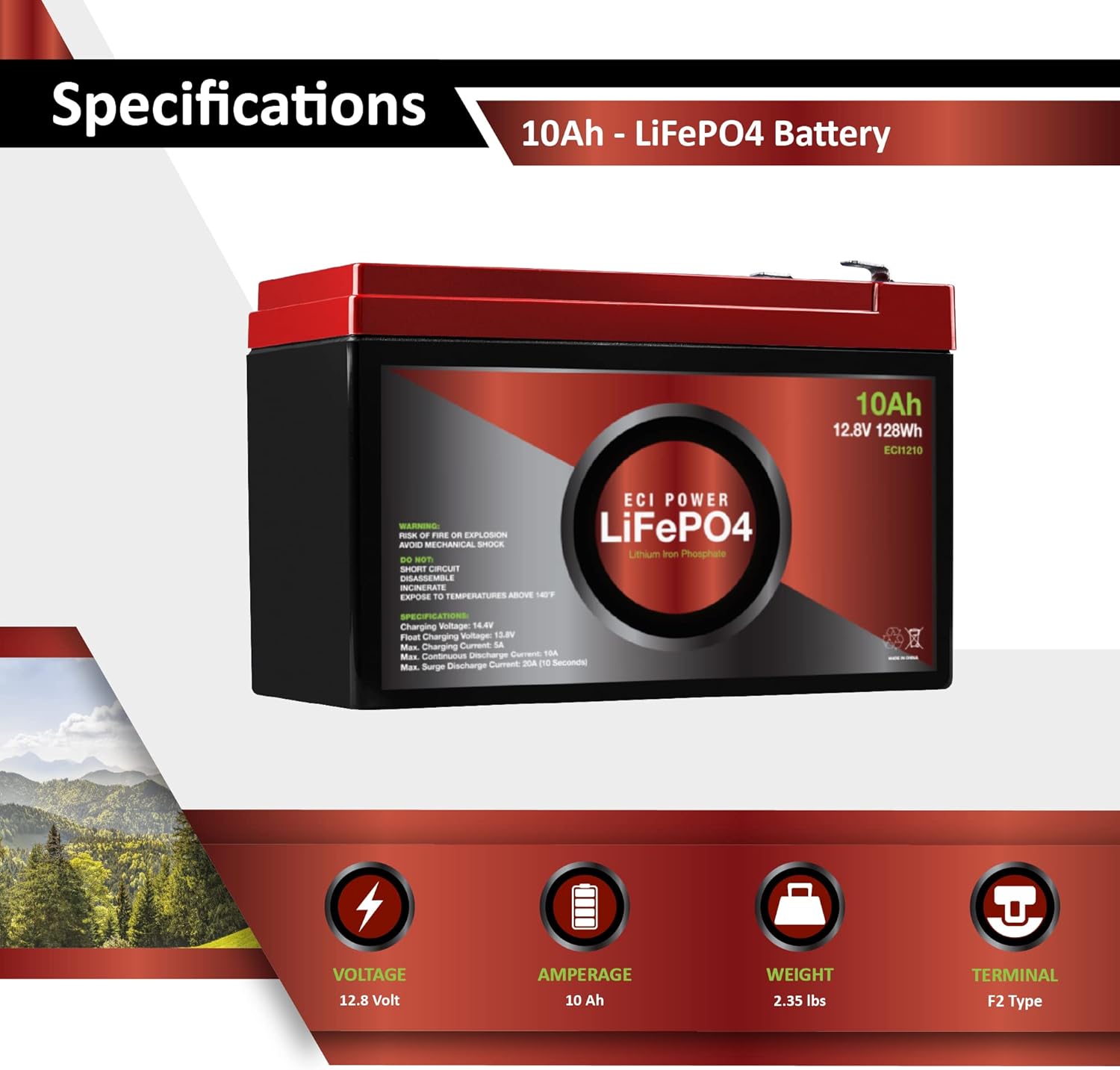 ECI Power 12V 200Ah Lithium LiFePO4 Deep Cycle Rechargeable Battery | 2000-5000 Life Cycles & 10-Year lifetime | Built-in BMS | Perfect for RV, Solar, Marine, Overland, Off-Grid Applications