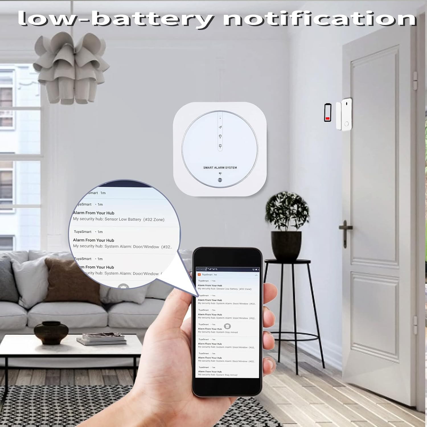 Alarm System for Home Security, HOIDURY Home Security System, WiFi Door Alarm, 8-Piece kit 1 Hub Station, 5 Door Window Alarm Sensors, 2 Remotes, Works with Alexa, for House Office Apartment Business. Pack of 2