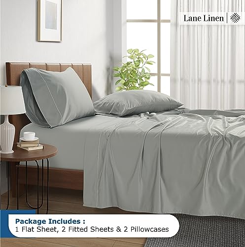 Lane Line 100% Egyptian Cotton Queen Sheet Set - 1500 TC, 4 PCs - Luxury Sateen Cotton White Bed Sheets Set - Hotel White Sheets Queen Set - 15" Deep Pocket Queen Sheets Set - White Queen Sheets