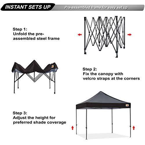 ABCCANOPY Kingkong-series 10 x 10-Feet Commercial Instant Canopy Kit EZ Pop Up Tent ,Bonus Carrying Bag,Black