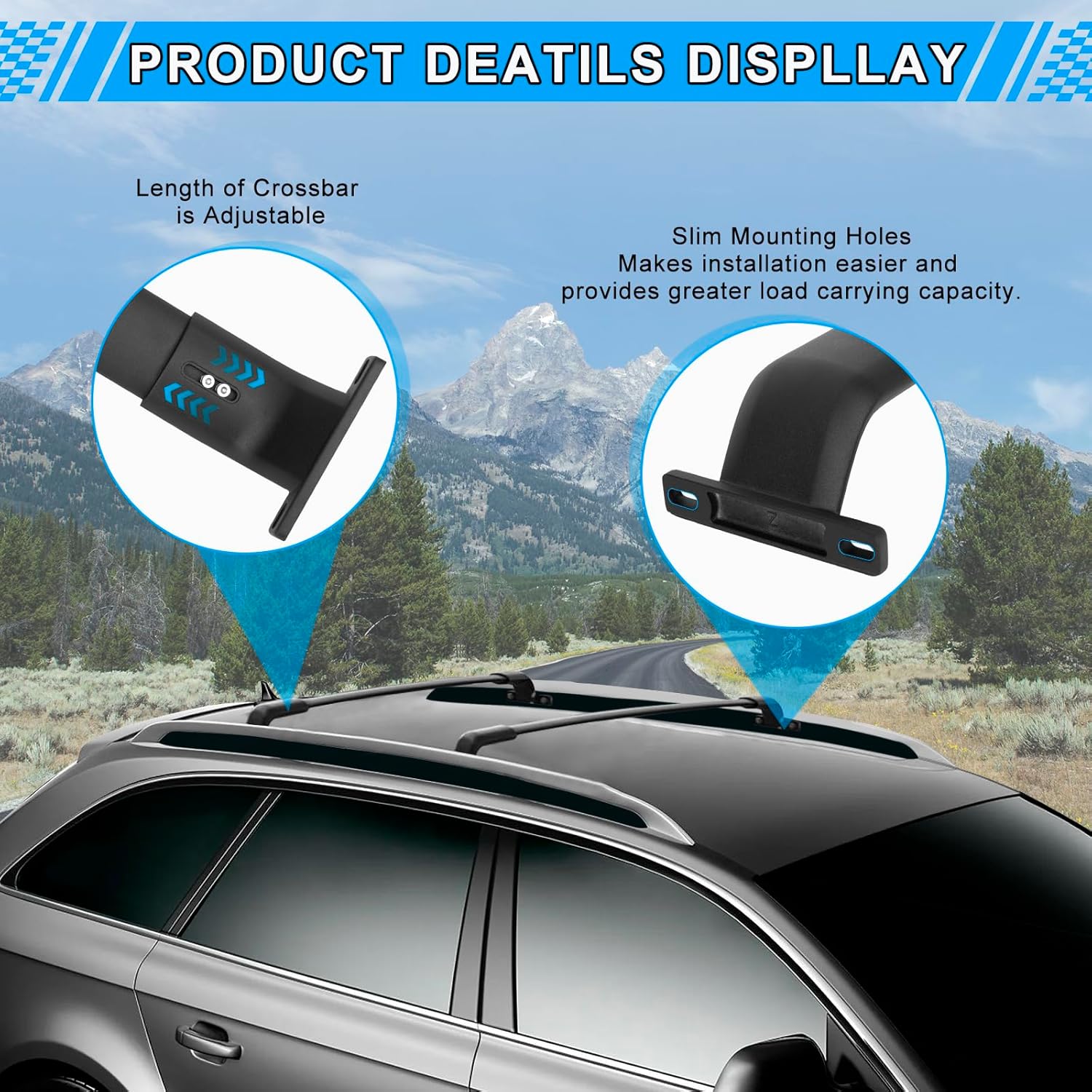 220LBS Roof Rack Cross Bars Fit for Buick Enclave 2018 2019 2020 2021 2022 2023 2024, Aluminum Anti-Corrosion Heavy Duty Cross Rails for Kayak Snowboard Surfboard Bike Camping Gear Rooftop Accessories