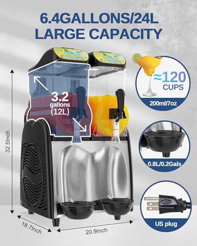 GSEICE Slushy Machines, Margarita Machine for Slushies Margaritas Daiquiris, 110V/60Hz Slushie Machine for Restaurants Bars Beer Barn Home Party Cafes