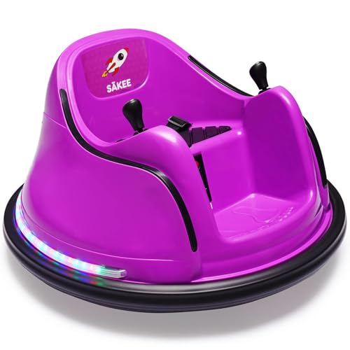 Bumper Car for Kids 12V with Remote Control Flashing Lights Music DIY Stickers for 1.5+ Baby Toddlers Children Electric Ride on Cars Vehicle Toys 66 LBS Weight Capacity, Passed ASTM Test (Purple)