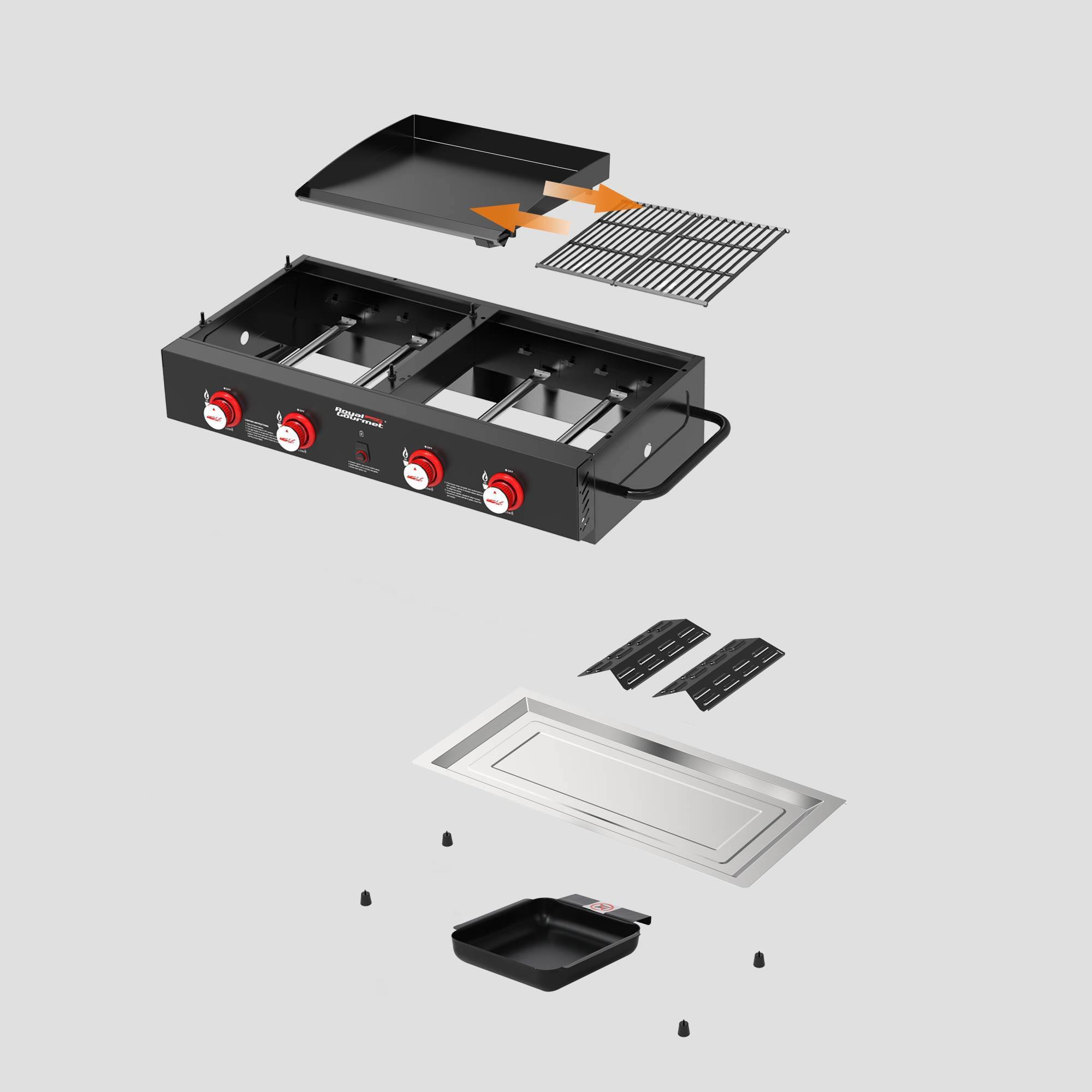 Royal Gourmet Tailgate 4-Burner GAS Griddle Combo Grill GD4002T Black