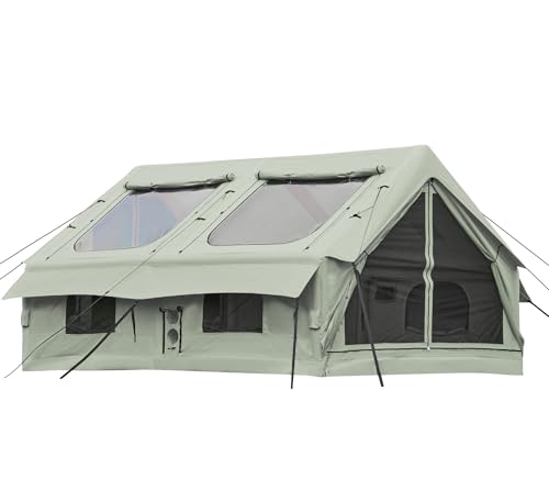 YOLENY Inflatable Tents for Camping, 4/6/8/10/12 Person Tent with TPU Skylight, Mesh Windows, Stove Jack & Pump, Easy Setup 4 Season Glamping Tent, Waterproof & Windproof