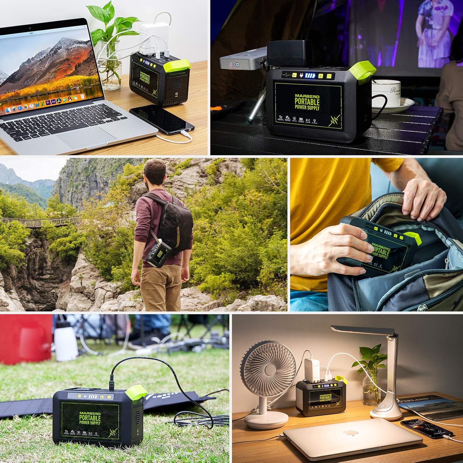 MARBERO 88Wh Portable Power Station,24000mAh Camping Solar Generators Lithium Battery Power Supply with 110V/80W(Peak 120W) AC Outlet,USB QC3.0,LED Flashlights for CPAP Home Camping Emergency Backup