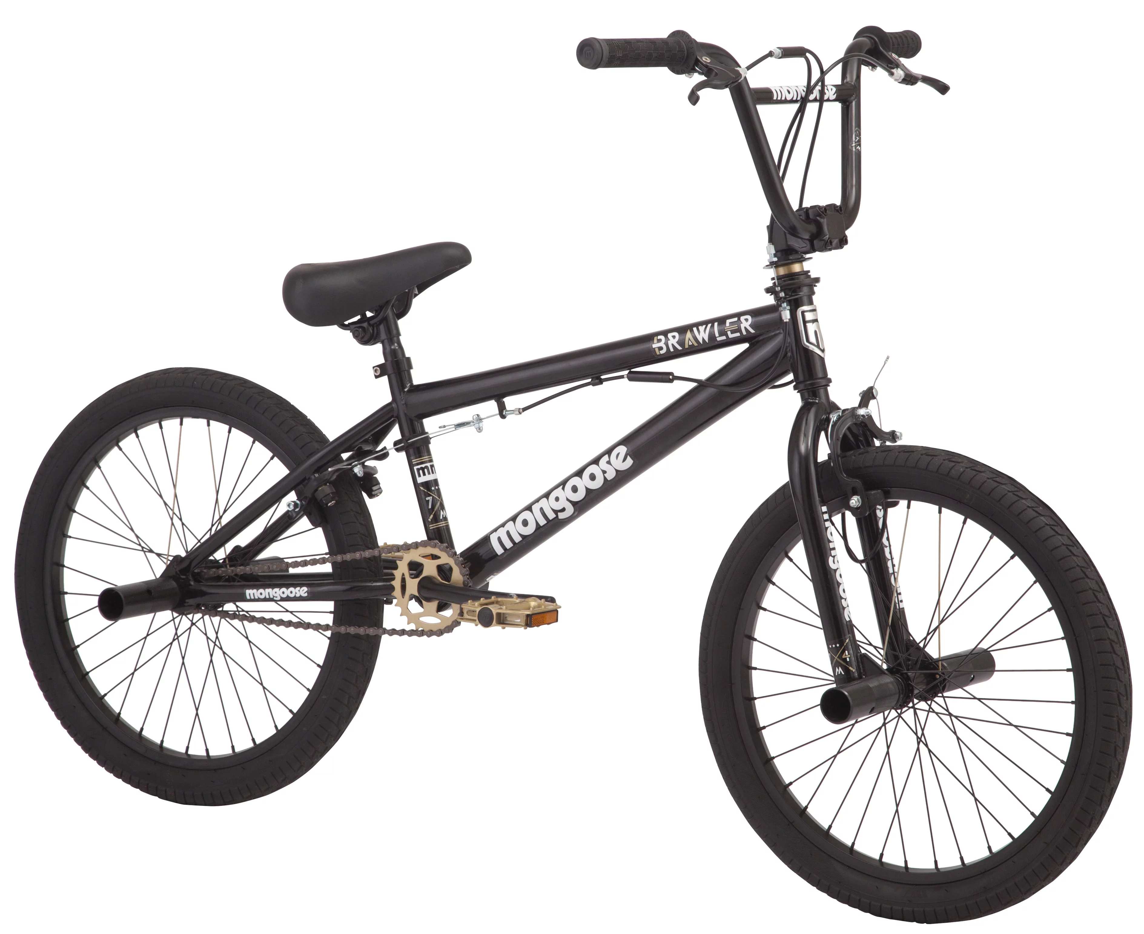 Mongoose BRAWLER Boys' Freestyle BMX Bike, 20" wheels, Black