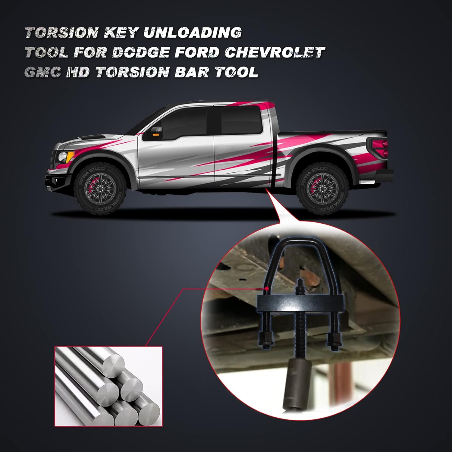Torsion Key Unloading Tool, for Dodge Ford Chevrolet GMC HD Torsion Bar Tool (Black)