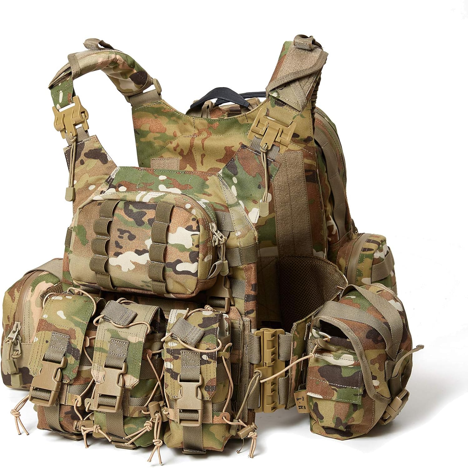 Akmax.cn Military Modular Assault Vest System Compatible with 3 Day Tactical Assault Backpack, OCP Camouflage