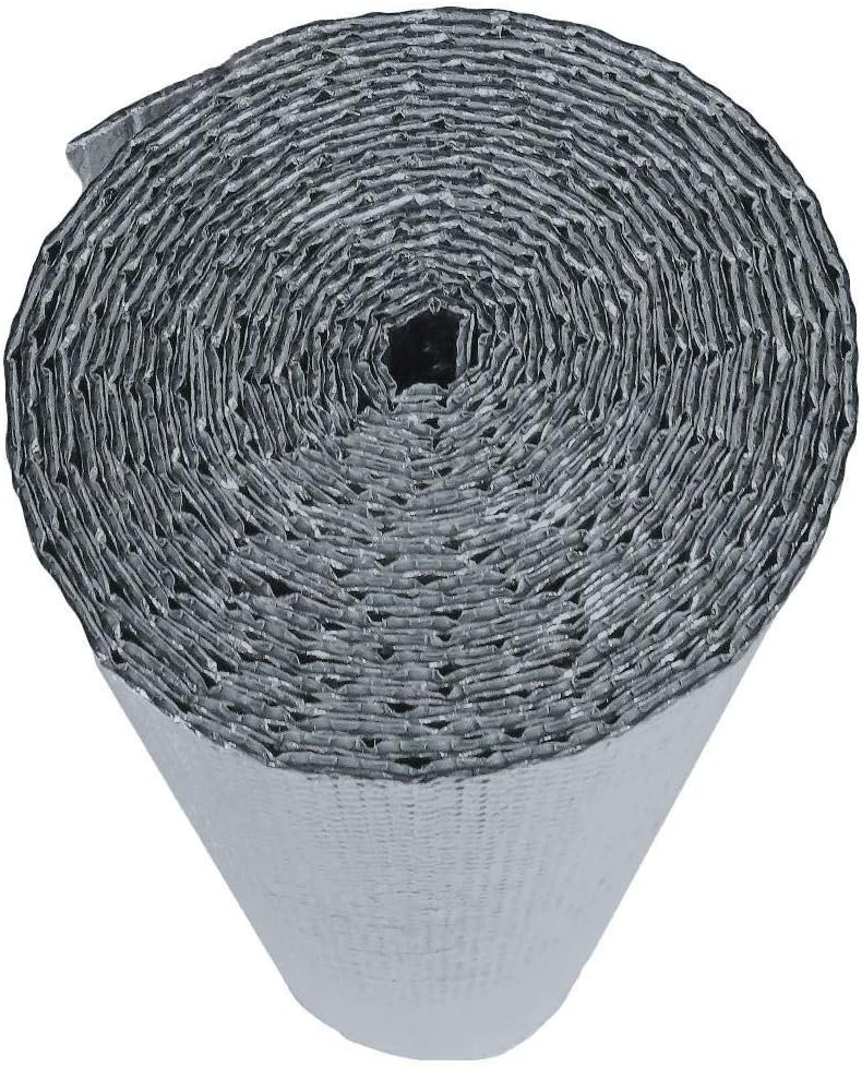 US Energy Products Double Sided Reflective Heat Radiant Barrier Aluminum Foil Insulation (1/4 Thick R8 Double Poly-Air) Roll: Walls Attics Air Ducts Windows Radiators HVAC Garages + More (24" x 25') Pack of 2