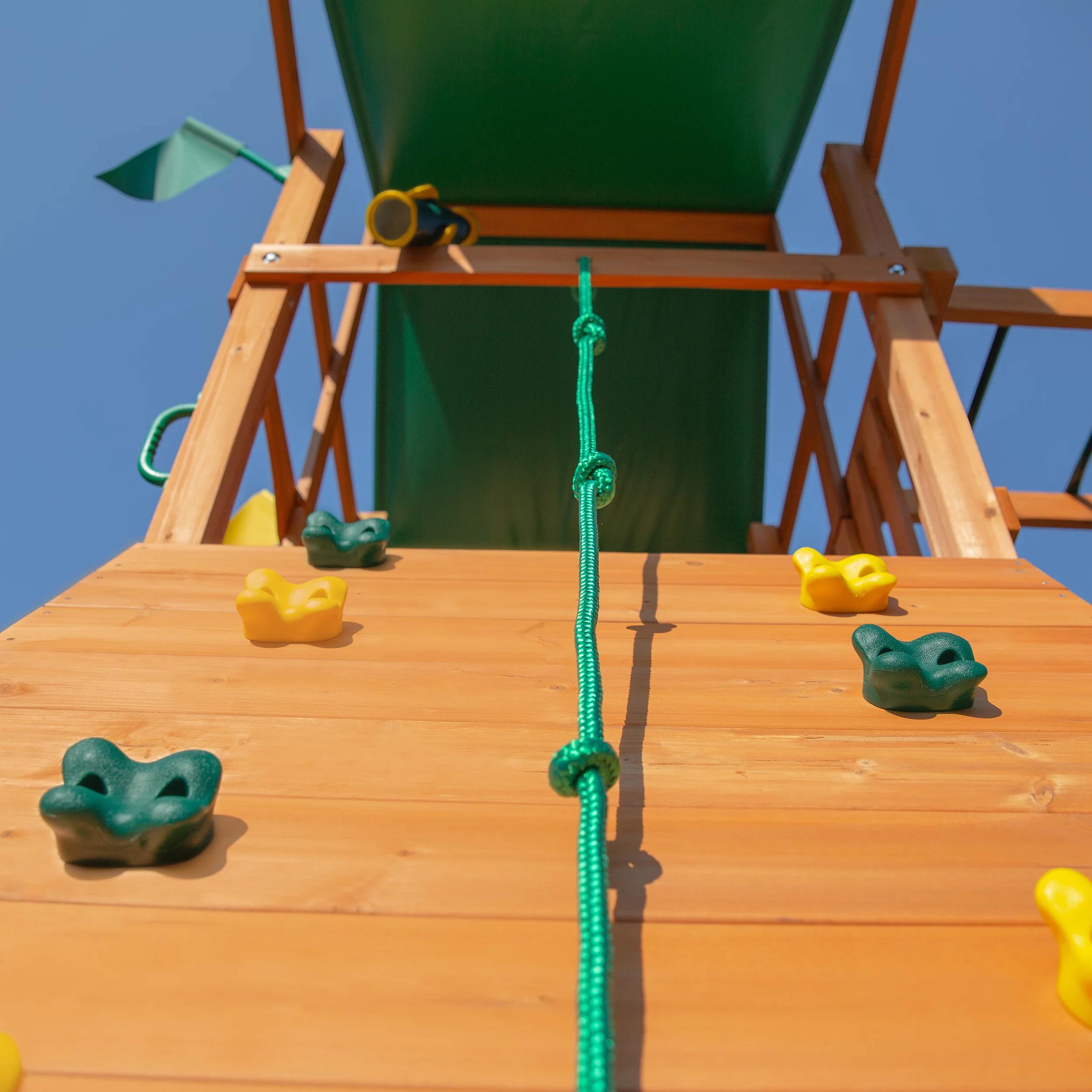 Gorilla Playsets Avalon Swing Set with Vinyl Canopy, Monkey Bars, Climbing Wall and Wave Slide, Amber