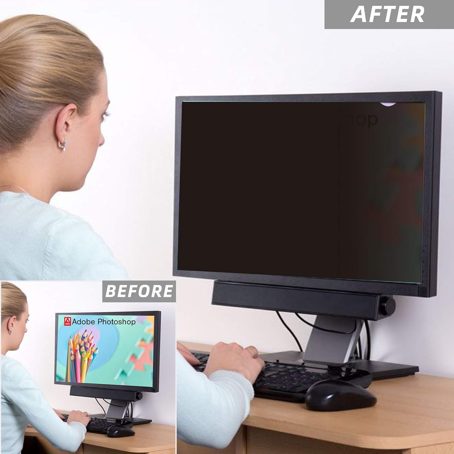 21.5 inch Computer Privacy Screen Filter - Compatible 16:9 Aspect Ratio Widescreen Monitor - Blue Light Filter - Anti-Glare & Anti-Scratch Protector Film (21.5" Widescreen (16:9))