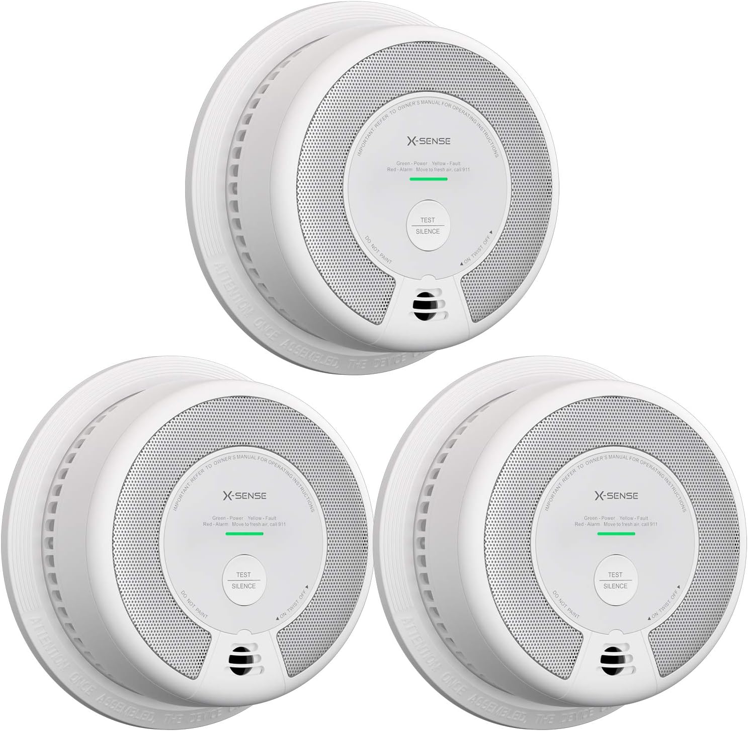 X-Sense Wireless Interconnected Combination Smoke and Carbon Monoxide Detector, 10-Year Battery Powered Fire and CO Alarm, SC06-W, Pack of 3