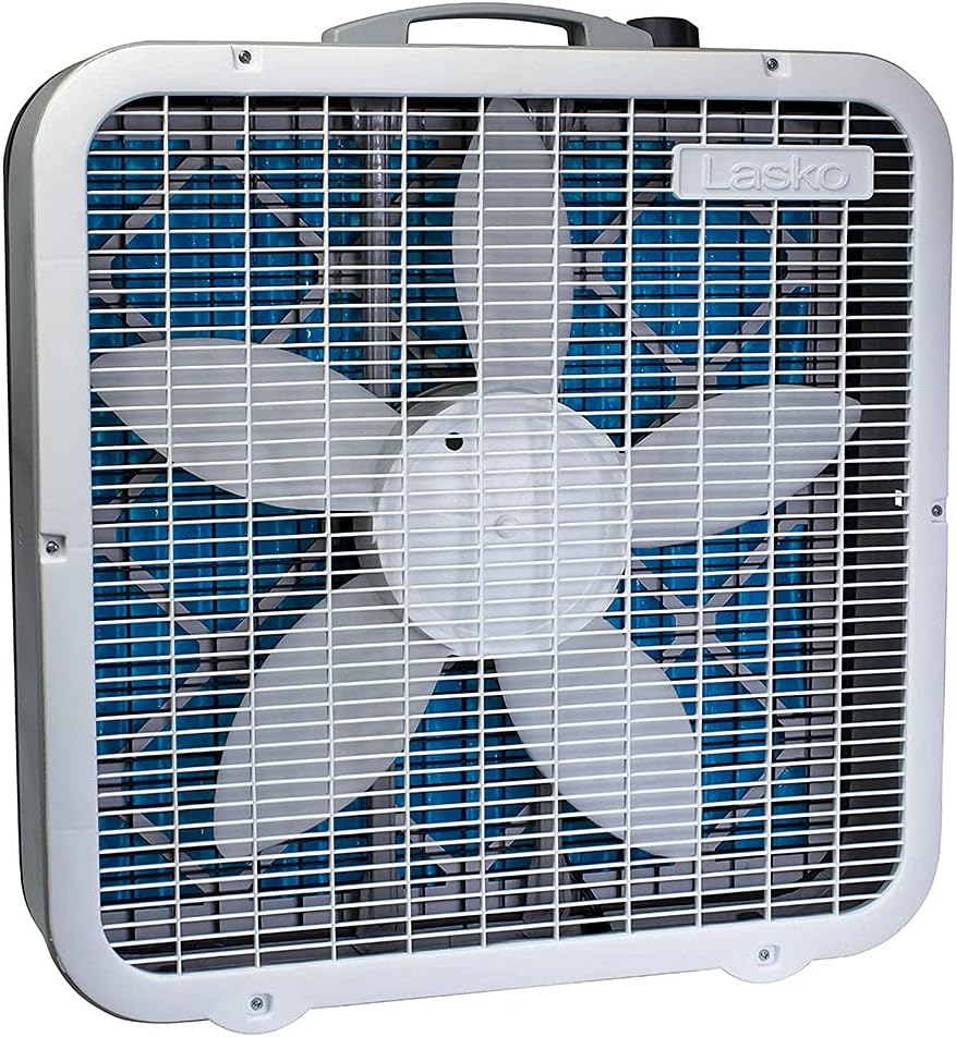 Lasko Air Flex Steel Portable Home Office 3 Speed Air Purifier Machine Box Room Fan with Manual Ergonomic Control Knob and 6 Foot Cord, White (2 Pack)