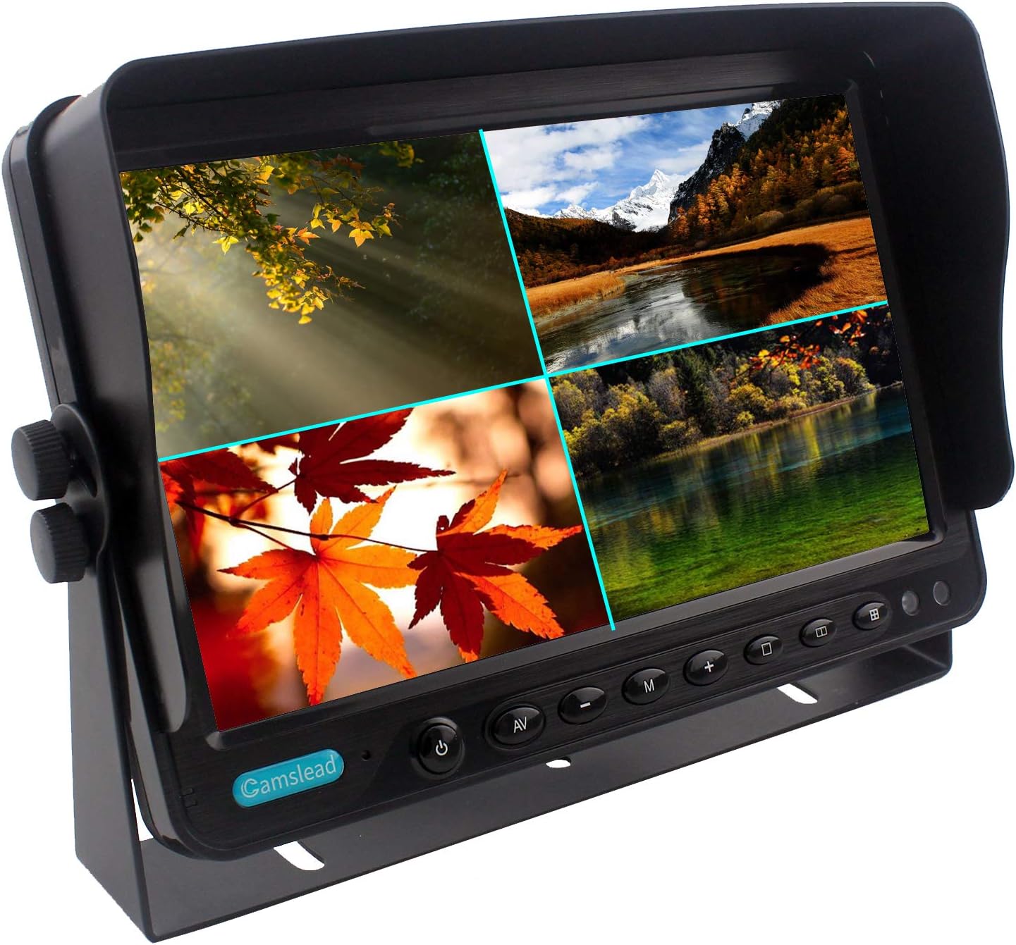 CAMSLEAD Heavy Vehicle Safety Camera System 9 inch Monitor with Quad Split Screen, Truck Trailer RV Backup Camera, HD Colour IP69K &10G Vibration Rear View Camera System for Van Caravan Camper