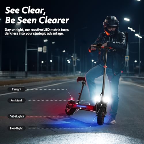 Off Road Electric Scooter Adults, 800/1200W Motor, 48V 15/18/21AH Battery, 11" All-Terrain Tires, Heavy Duty E-Scooter with Dual Suspension with Seat