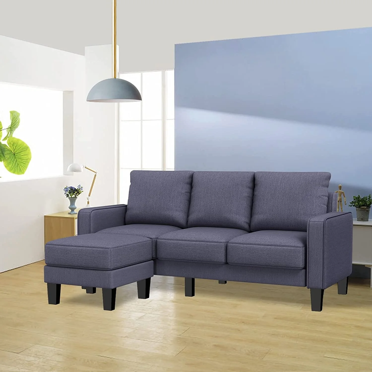 L Shaped Convertible Sectional Sofa for Home, Bedroom Space