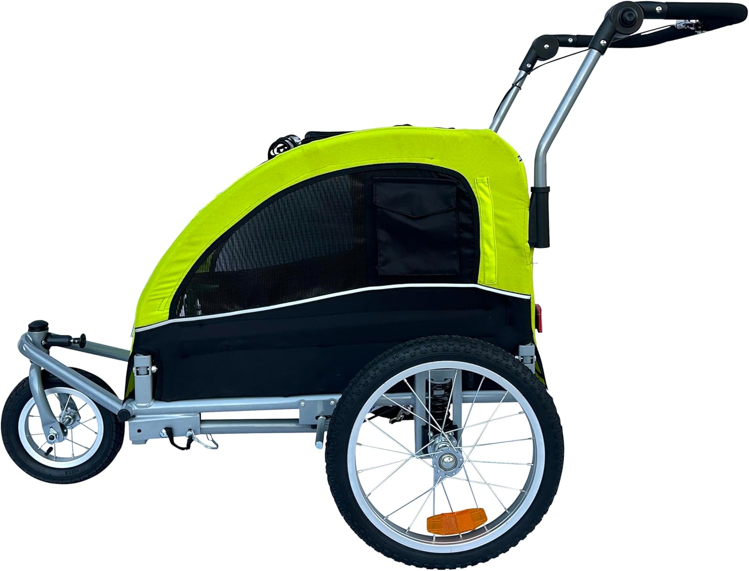 Booyah Medium Dog Stroller & Pet Bike Trailer and with Suspension - Florescent Green
