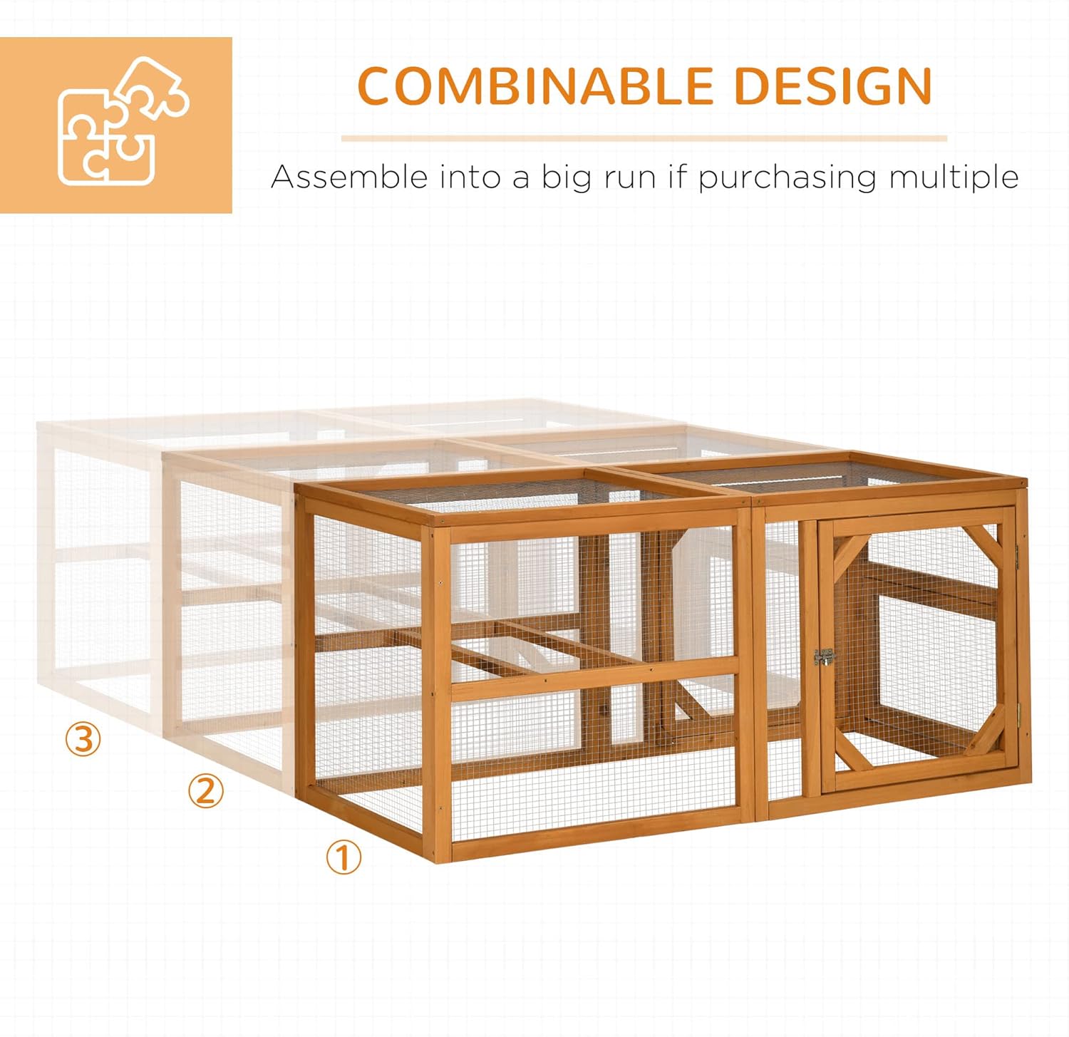 PawHut 55" Wooden Chicken Coop Add-on Expansion, Mini Chicken Coop Outdoor Chicken Run Hen House with Combinable Design