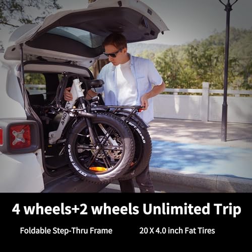 Electric Bike for Adults 30 MPH 750w ebike Peak 1200W 80Nm Max Range 50Miles 48V 768WH Removable Battery Foldable 20''×4.0" Fat Tire Adult Electric Bicycles 7-Speed Dual Disc/Hydraulic Brake E Bikes