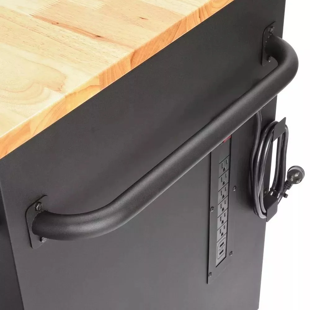 HEAVY-DUTY 72 IN. W 18-DRAWER, DEEP TOOL CHEST MOBILE WORKBENCH IN MATTE BLACK WITH ADJUSTABLE-HEIGHT HARDWOOD TOP