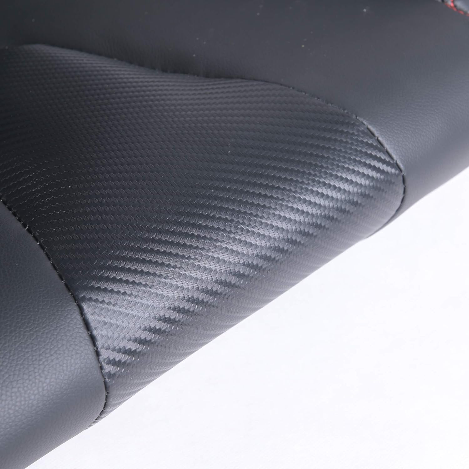 Racing Seats, Pair of PVC Leather Racing Bucket Seats with Dual Sliders, Black with Black Stitching