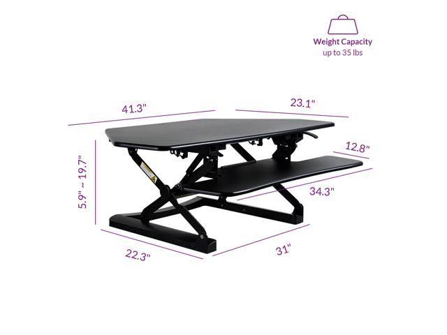 FlexiSpot Adjustable Corner Standing Desk Riser Black