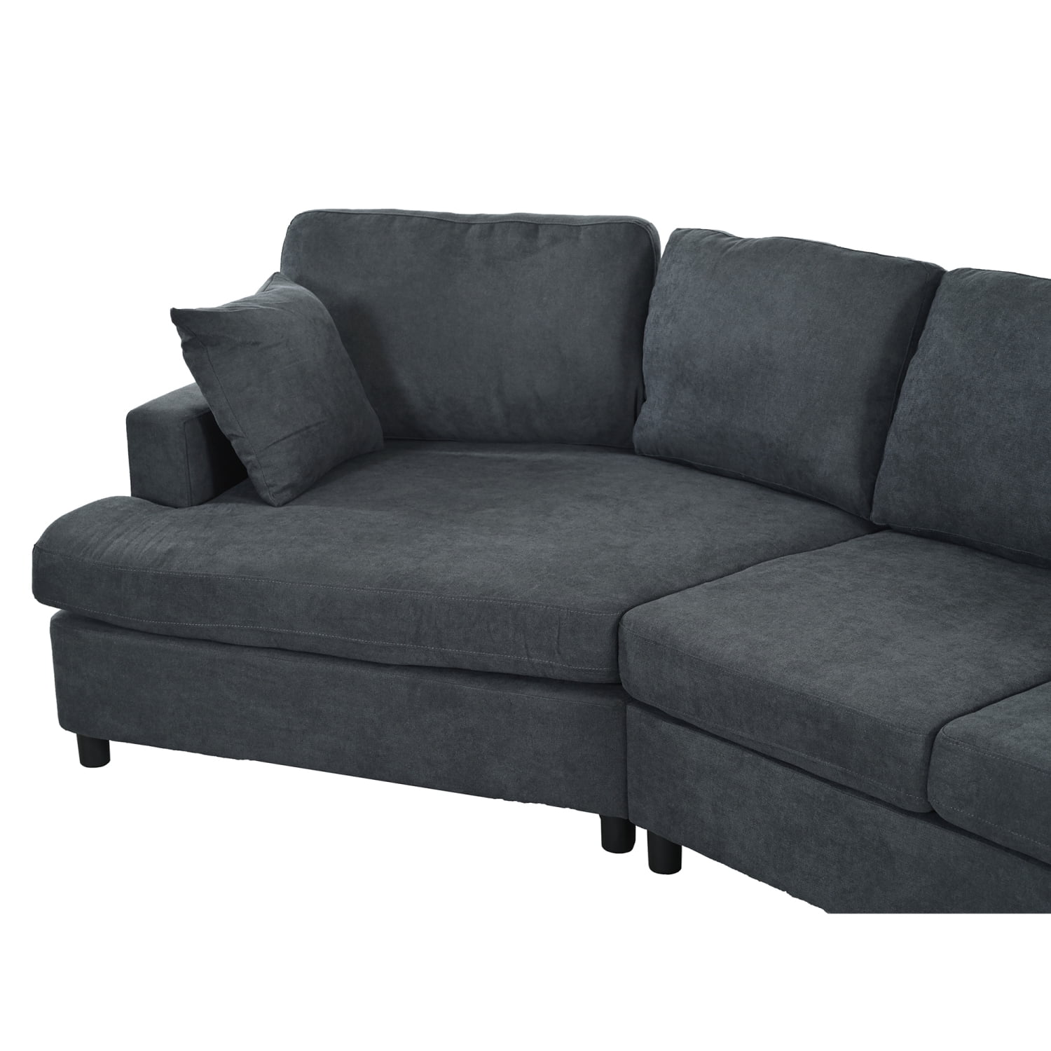 Churanty Modern 3 Seat Sectional Sofa Upholstered Curved Couch with Pillows for Living Room Apartment,Gray