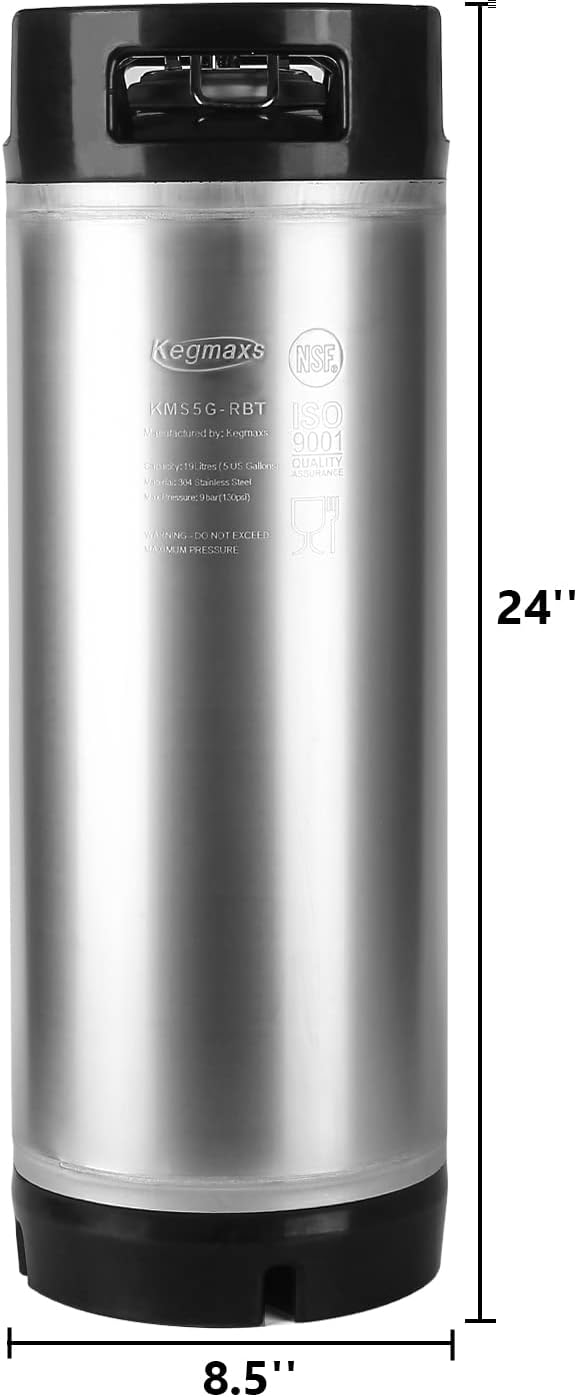 TMCRAFT New 5 Gallon Ball Lock Keg, Stainless Steel Beer Keg with Dual Rubber Handle for Home Brew- 2 Pack