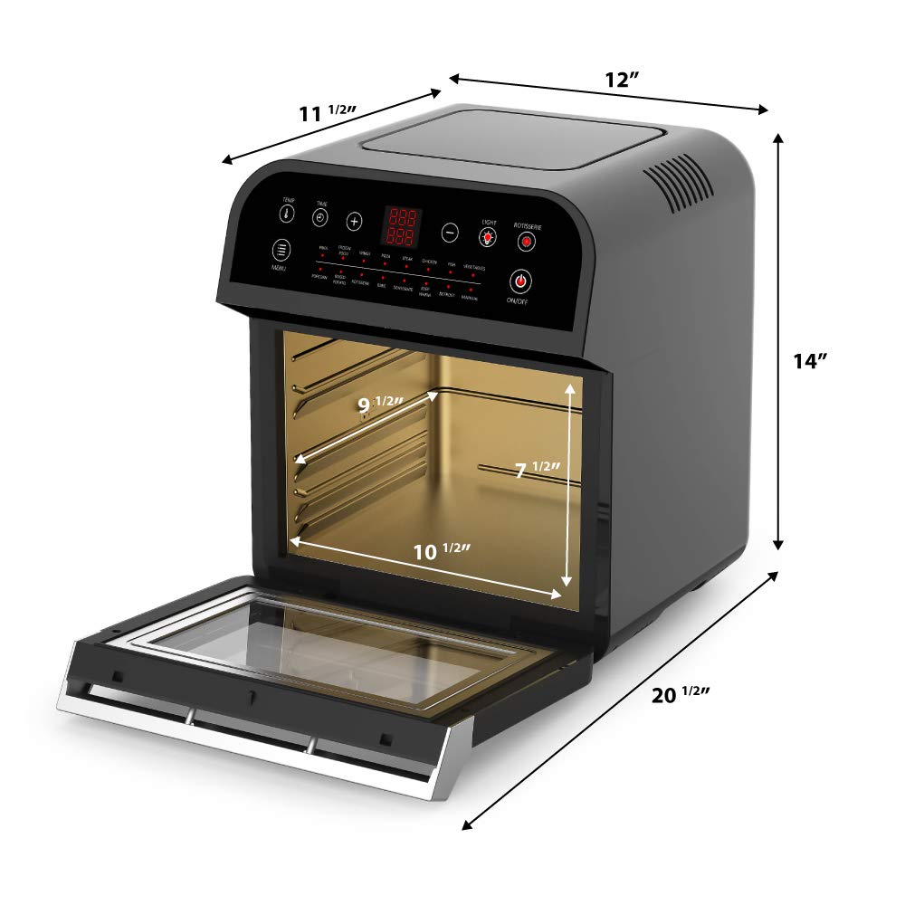GoWISE USA Deluxe 12.7-Quarts 15-in-1 Electric Air Fryer Oven Black