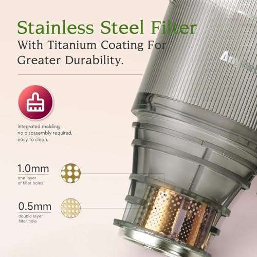 Cold Press Juicer, 200W Masticating Juicer 4.3" Large Feed Chute Fit Whole Fruits Vegetables, Slow Juicer with 2 Auger | Tritan Materials | BPA Free | Easy to Clean with Brush| Juice Recipes