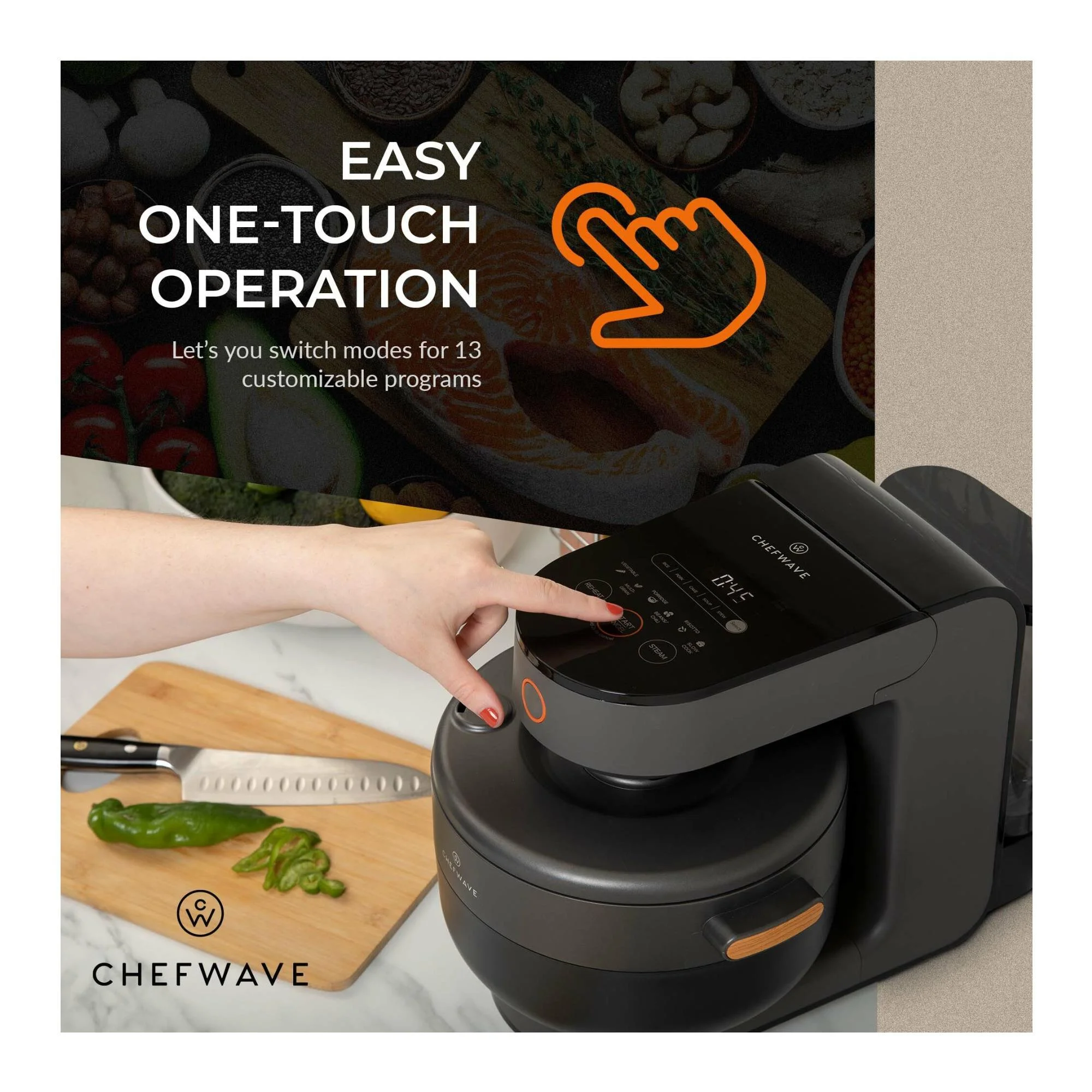 ChefWave 13-in-1 Programmable Multicooker, 4 Qt., Pressurized Steam Technology