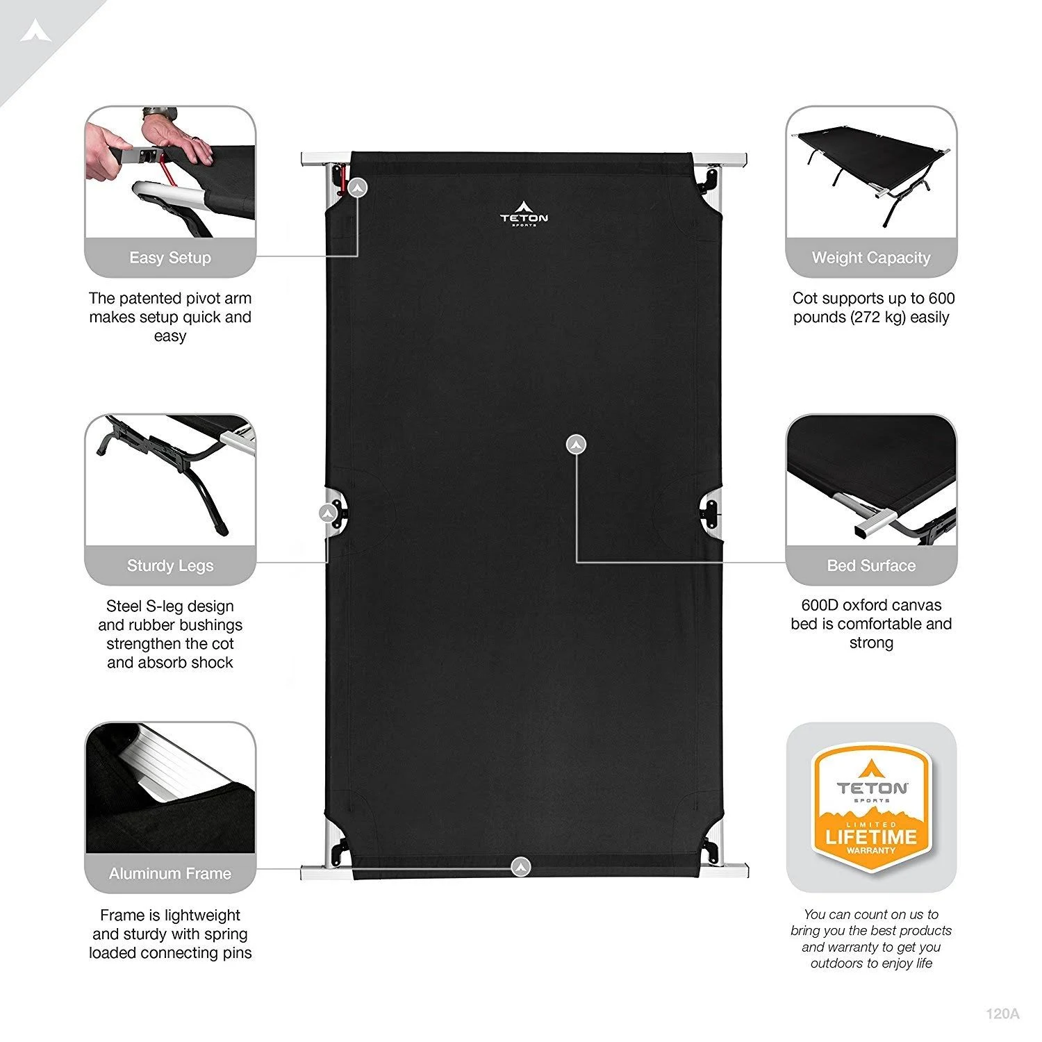 Teton Sports Outfitter XXL Camping Cot Limited Edition with Patented Pivot ARM;
