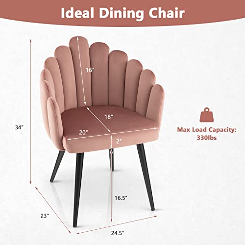Giantex Modern Mid-Century Dining Chair - Cute Velvet Armchair with 16” High Back, 330lb Capacity, Accent Upholstered Arm Dining Chairs for Bedroom, Living Room, Small Space, Teal Blue