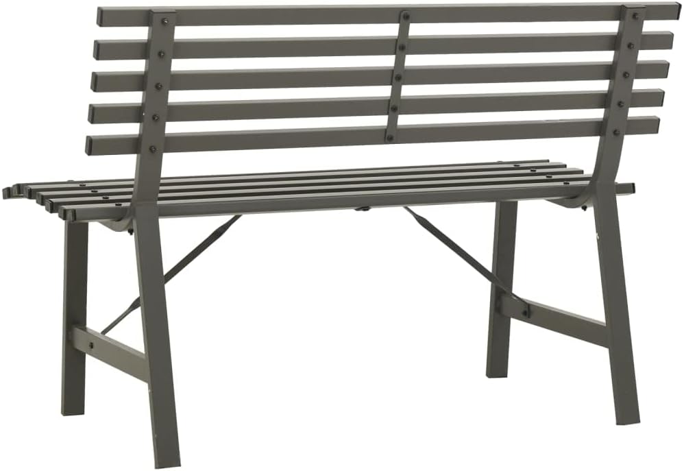 Garden Bench | Outdoor 2-Seater Patio Bench | Metal Park Bench for 2 Person | Yard Seating Bench for Outside Deck Backyard and Balcony | Black Steel 43.3" x 23.2" x 30.1"