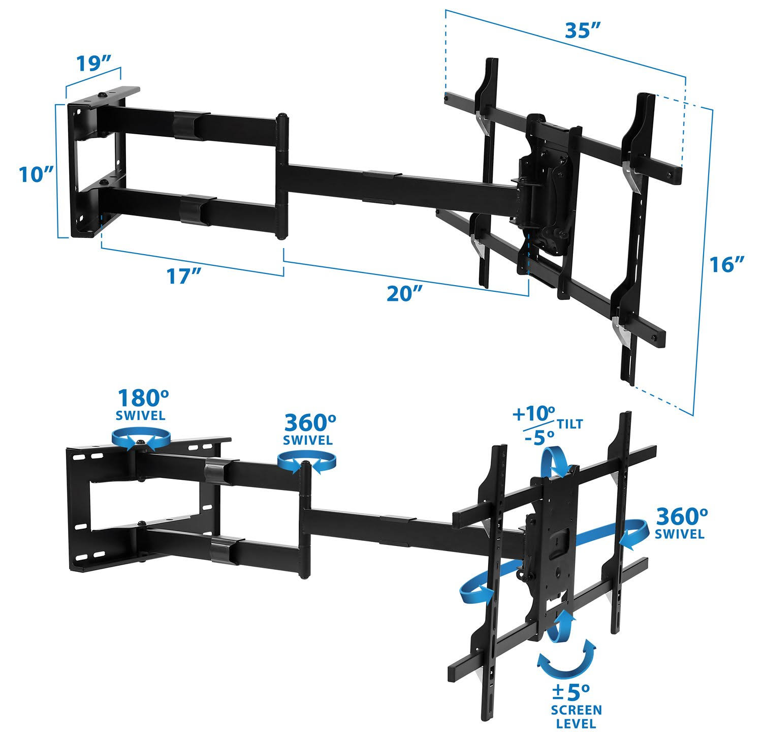 Mount-It! Extending Long Arm TV Mount for 42-70x22 Displays (MI-372)